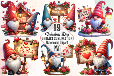 Valentine's Day Gnomes Clipart Bundle 3d animation app branding design graphic design illustration logo ui vector