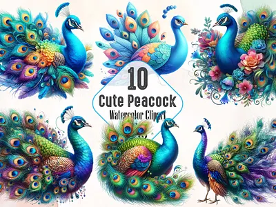 Cute Peacock Sublimation Clipart 3d animation app branding design graphic design illustration logo ui vector