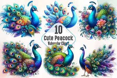 Cute Peacock Sublimation Clipart 3d animation app branding design graphic design illustration logo ui vector