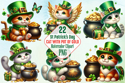 St Patrick's Day Cat with Pot of Gold 3d animation app branding design graphic design illustration logo ui vector