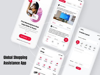 Global Shopping assistance Mobile App abstract logo app design clean ui app logo branding design illustration logo ui ux