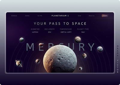 Planetarium 1 - Main Page animation branding figma motion graphics ui web design