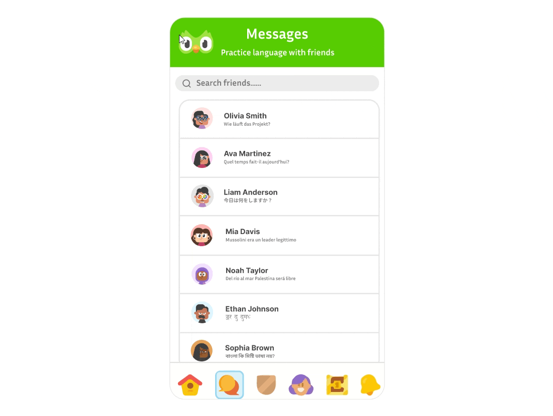 Duolingo Texting Feature Concept UI app design app redesign design graphic design redesign ui ux