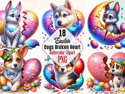 Dogs Broken Heart Sublimation Clipart 3d animation app branding design graphic design illustration logo ui vector
