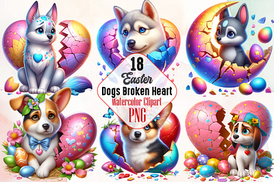 Dogs Broken Heart Sublimation Clipart 3d animation app branding design graphic design illustration logo ui vector