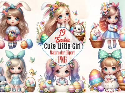 Cute Little Easter Girls Sublimation 3d animation app branding design graphic design illustration logo ui vector