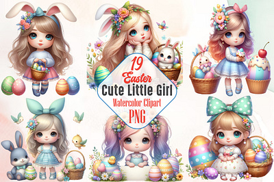Cute Little Easter Girls Sublimation 3d animation app branding design graphic design illustration logo ui vector