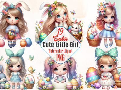 Cute Little Easter Girls Sublimation 3d animation app branding design graphic design illustration logo ui vector