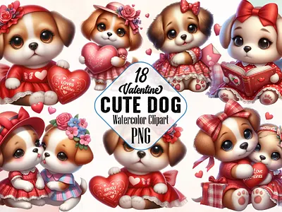 Cute Valentine Dog Sublimation Clipart 3d animation app branding design graphic design illustration logo ui vector