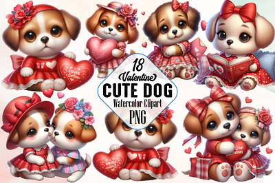 Cute Valentine Dog Sublimation Clipart 3d animation app branding design graphic design illustration logo ui vector
