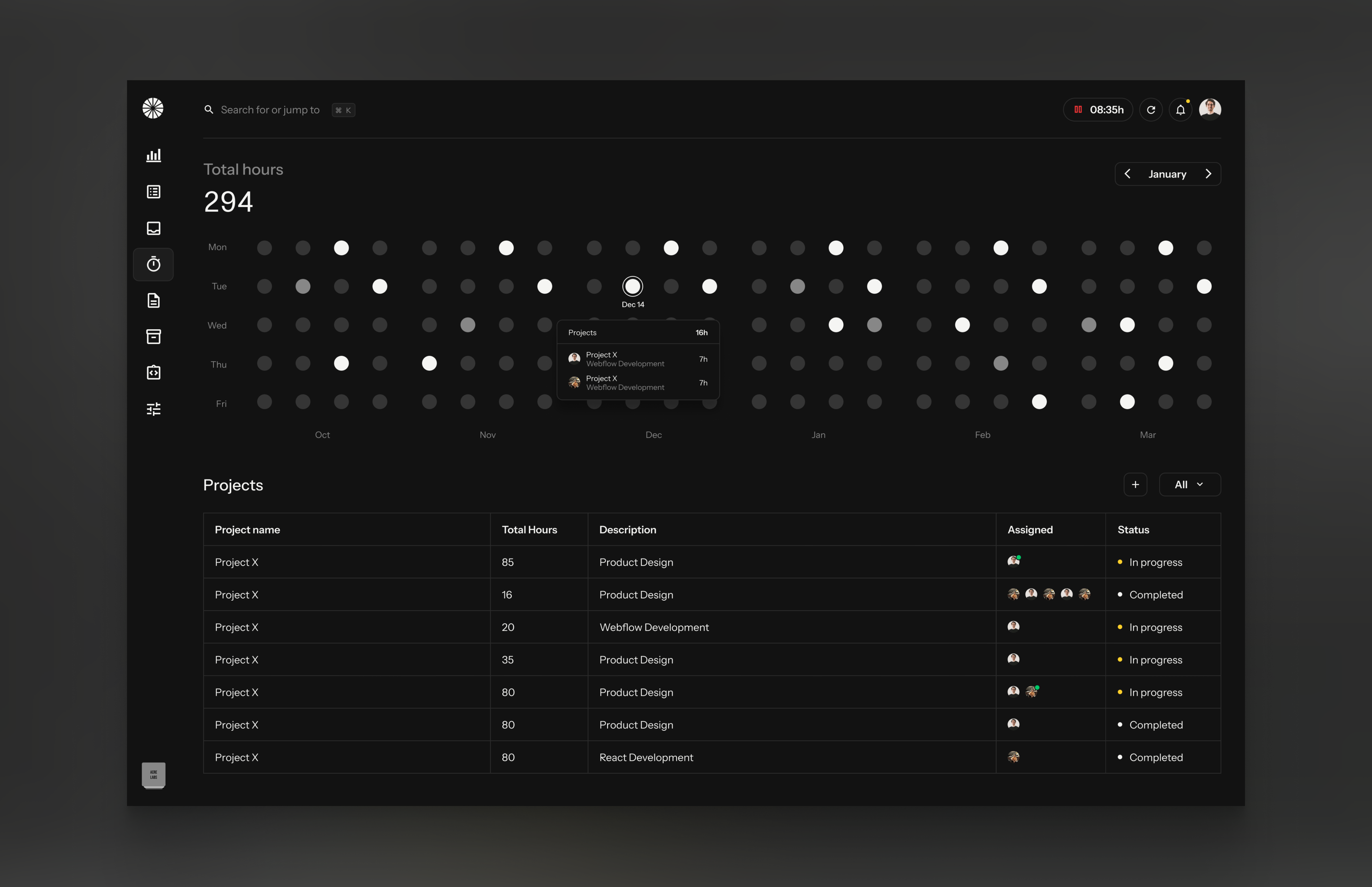 Example of Midday - Time Tracker