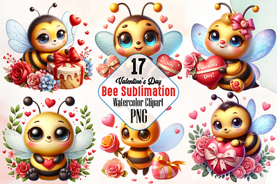 Bee Valentine's Day Sublimation Clipart 3d animation app branding design graphic design illustration logo ui vector