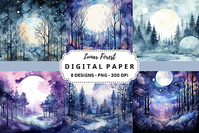 Watercolor Lunar Forest Background tumbler wrap