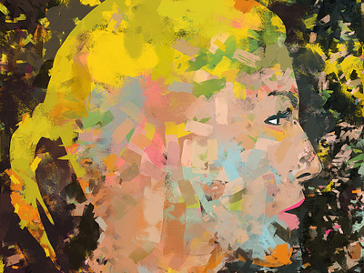 Painted face brush digital paint face illustration