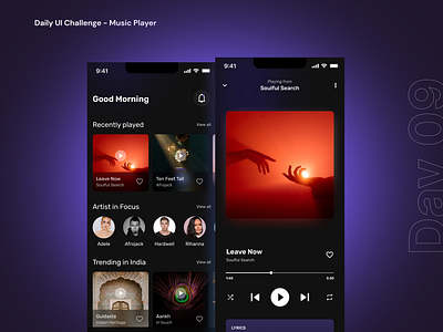 Music Player 100daysui app design minimal musicplayer ui ui challenge ux