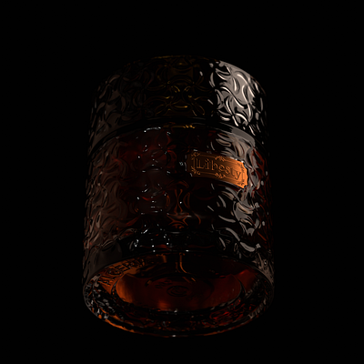 Libesty 3D perfume bottle rendering 3d blender branding glass graphic design illustration label logo metal mockup