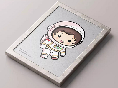 Astrobon astronout branding chibiillustration chibistyle cuteillustration design frame funny gift illustration maskot mockup