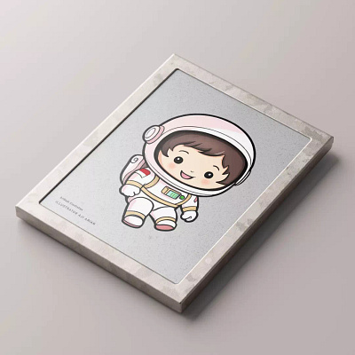 Astrobon astronout branding chibiillustration chibistyle cuteillustration design frame funny gift illustration maskot mockup