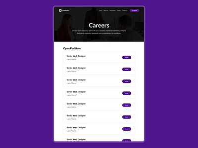 Day 50 of 100: Job Listing or Hiring Page UI design landingpage ui uidesign uiux ux webdesign