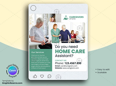 Home Care Assistant Social Media Canva Template canva canva template design caring social media template home care social media banner social media post social media post template