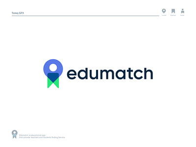 Edumatch Logo Design.(Location + Bookmark + Student) applogo book bookmark branding design education find graphic design illustration location logo logo design logodesign logoinspire modern student teacher