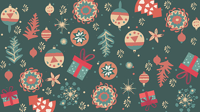 Christmas pattern with Christmas trees and gifts for the new yea packaging design