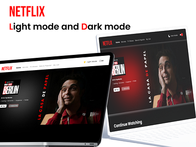 Netflix Light mode Dark mode darkmode netflix ui uichallenge uidesigner uiux