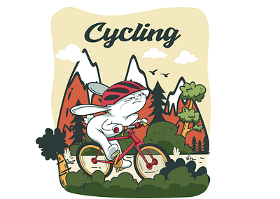 T-Shirt design for Cycling club cartoon character cycling rabbit t shirt design tshirt