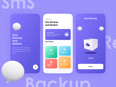 Hi've SMS Backup App graphic design ui