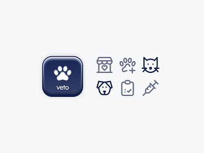 Veto Icons branding design figma icon design iconography illustration logo ui vetenerian vetenerian app veto app