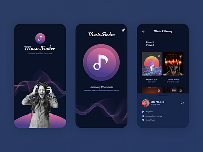 Hi've Music Finder App🔥 graphic design ui