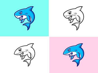 Cute Shark Mascot angry animal blue branding cartoon cute dangerous fish illustration logo mascot ocean predator sea shark teeth underwater vector wild wildlife