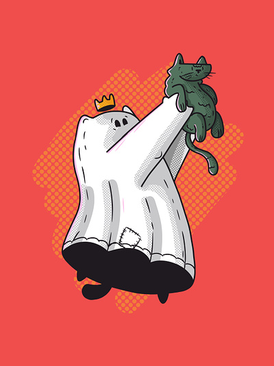 The Cat King branding design ghost graphic design icon illustration king line minimal retro sheet simple ui