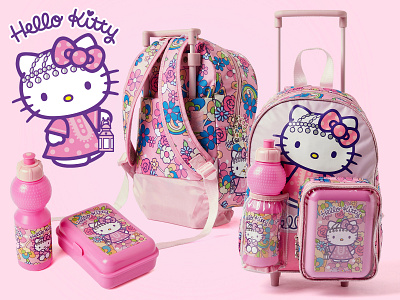 Hello Kitty 3-Piece Back-to-School set backpack character hello kitty licensed product pattern design pink product design sanrio