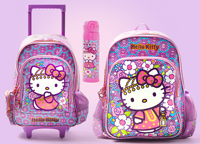 Hello Kitty Backpack Set 2023 backpack cat hello kitty licensed character licensing purple sanrio soft goods