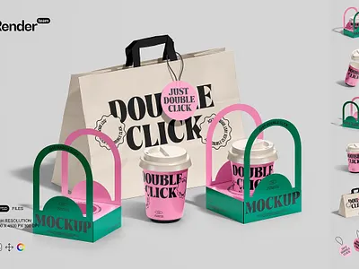 Coffee Packaging Mockup Set brand mockup branding branding mockup coffee cup cup carrier cup carrier mockup cup holder mockup cup mockup design fashion graphic mockup hand label minimal minimalist mockup packaging mockup tag mockup