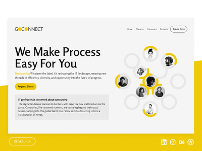 Goconnect: Outsourcing Platform Hero Section Web design 3d branding design illustration logo typography ui ux vector website design