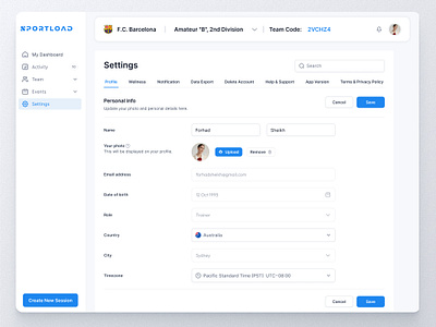 Settings page for SaaS b2b best of dribbble graphic design product design profile setting saas settings sports ui uidesign uxdesign