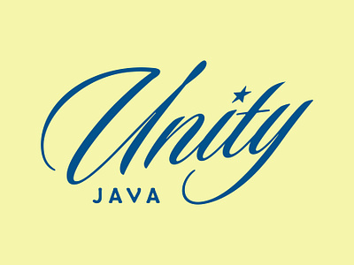 Unity Java branding cafe coffee logo script typography wordmark