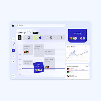 Calendar dashboard 3d dashboard design ui ui design ui ux ux