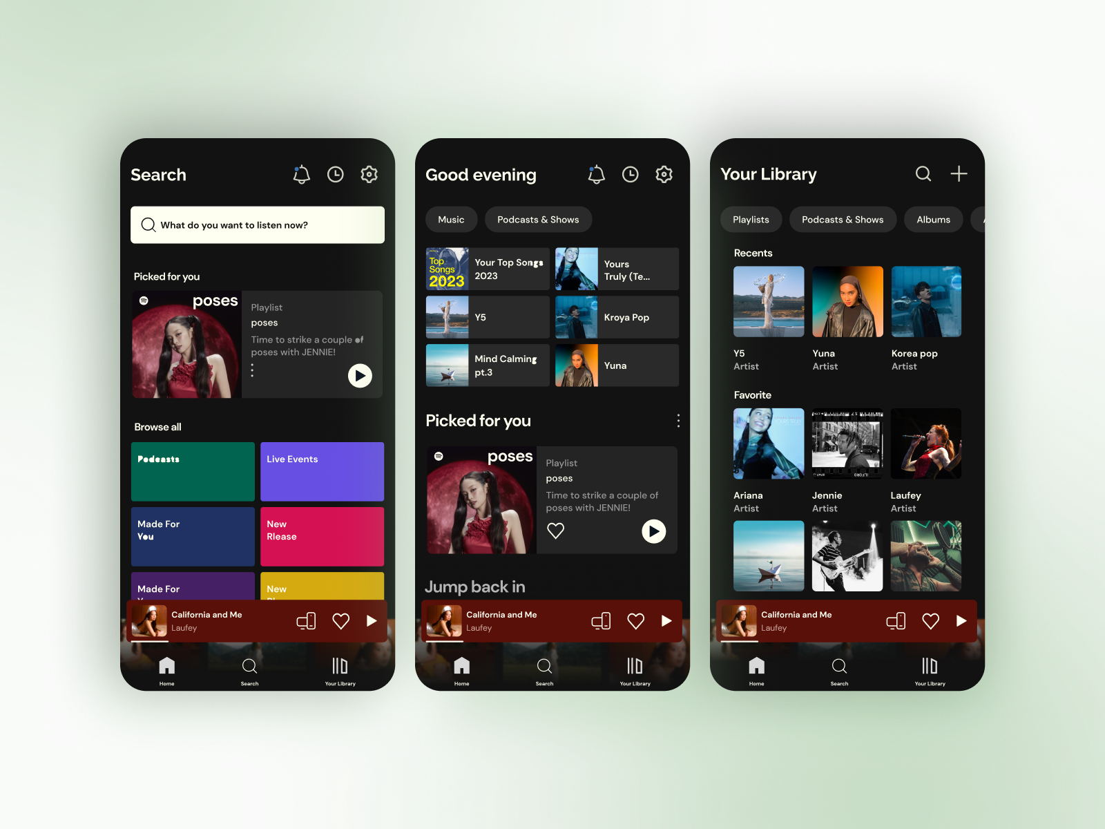 Spotify App Recreate - Minitask Bootcamp UIUX app bootcamp course figjam figma mobiledesign spotify uiux uiuxdesign