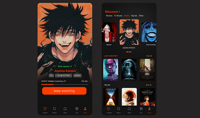 App Concept For Movies animation anime app artgallery design graphic design jjk movie ui ux