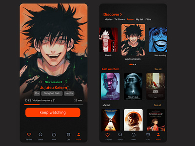 App Concept For Movies animation anime app artgallery design graphic design jjk movie ui ux