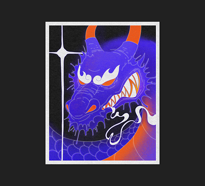Year of Dragon blue dragon illustration kaido new year orange poster