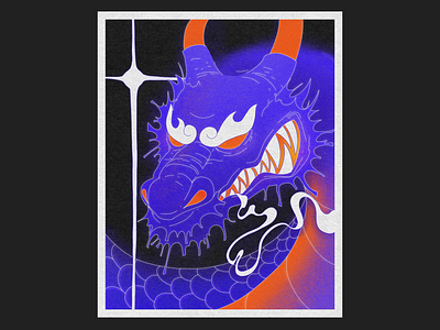 Year of Dragon blue dragon illustration kaido new year orange poster