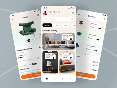 E-commerce Mobile App Design app project app ui design design ecommerce ecommerce app furniture mobile app online app product shop shopping app ui ui ux design ux
