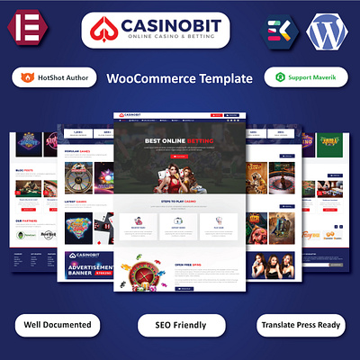 Casino Bit - Online Casino & Betting WordPress Theme design elementor elementor template website wordpress wordpress design wordpress development wordpress theme