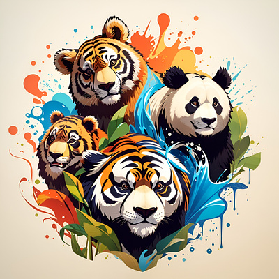 Tiger, Panda & Leo branding graphic design logo
