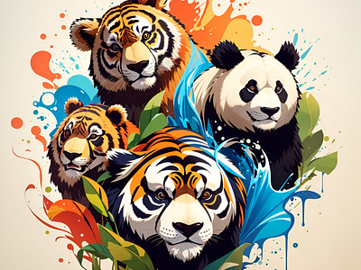 Tiger, Panda & Leo branding graphic design logo