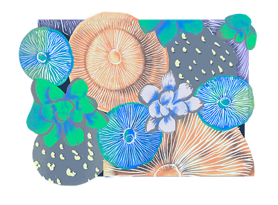 Mushroom Collage illustration procreate